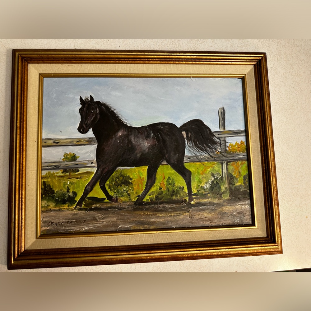 Hand Painted Antique Horse Painting